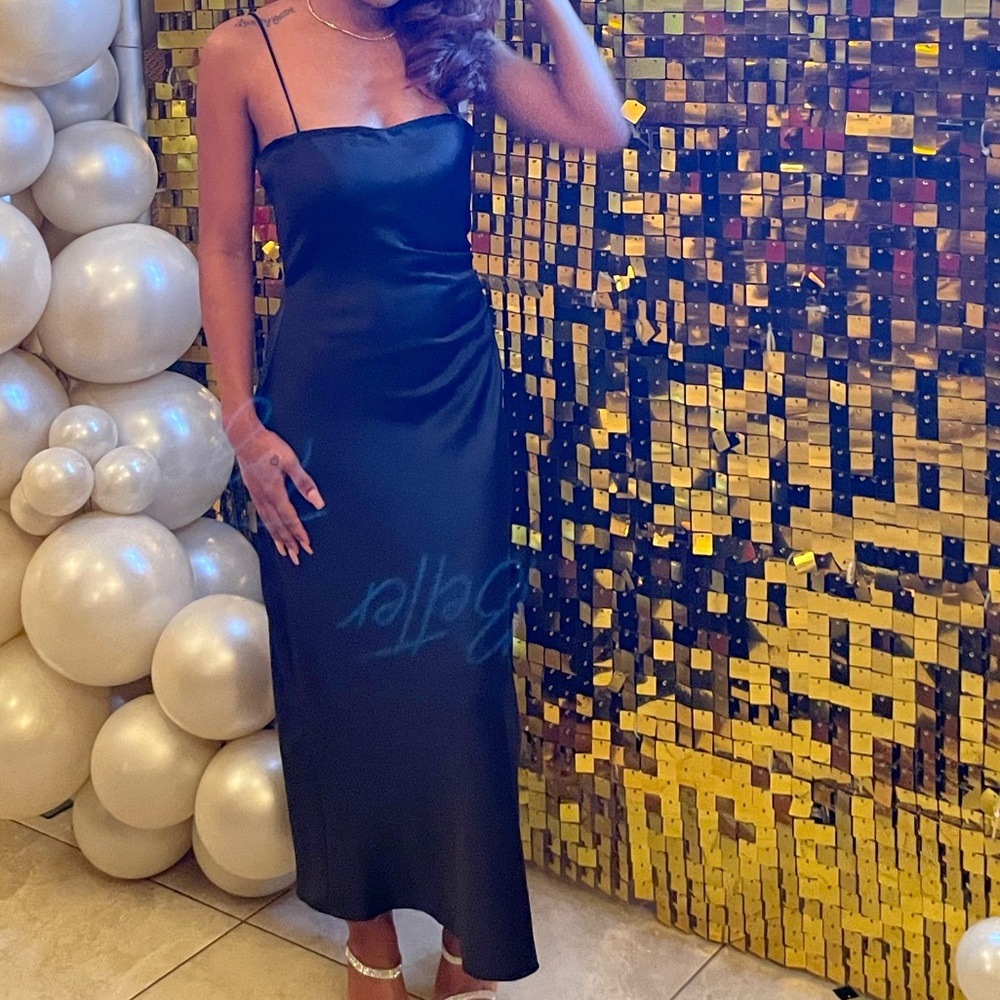 Black silk slip dress Zara